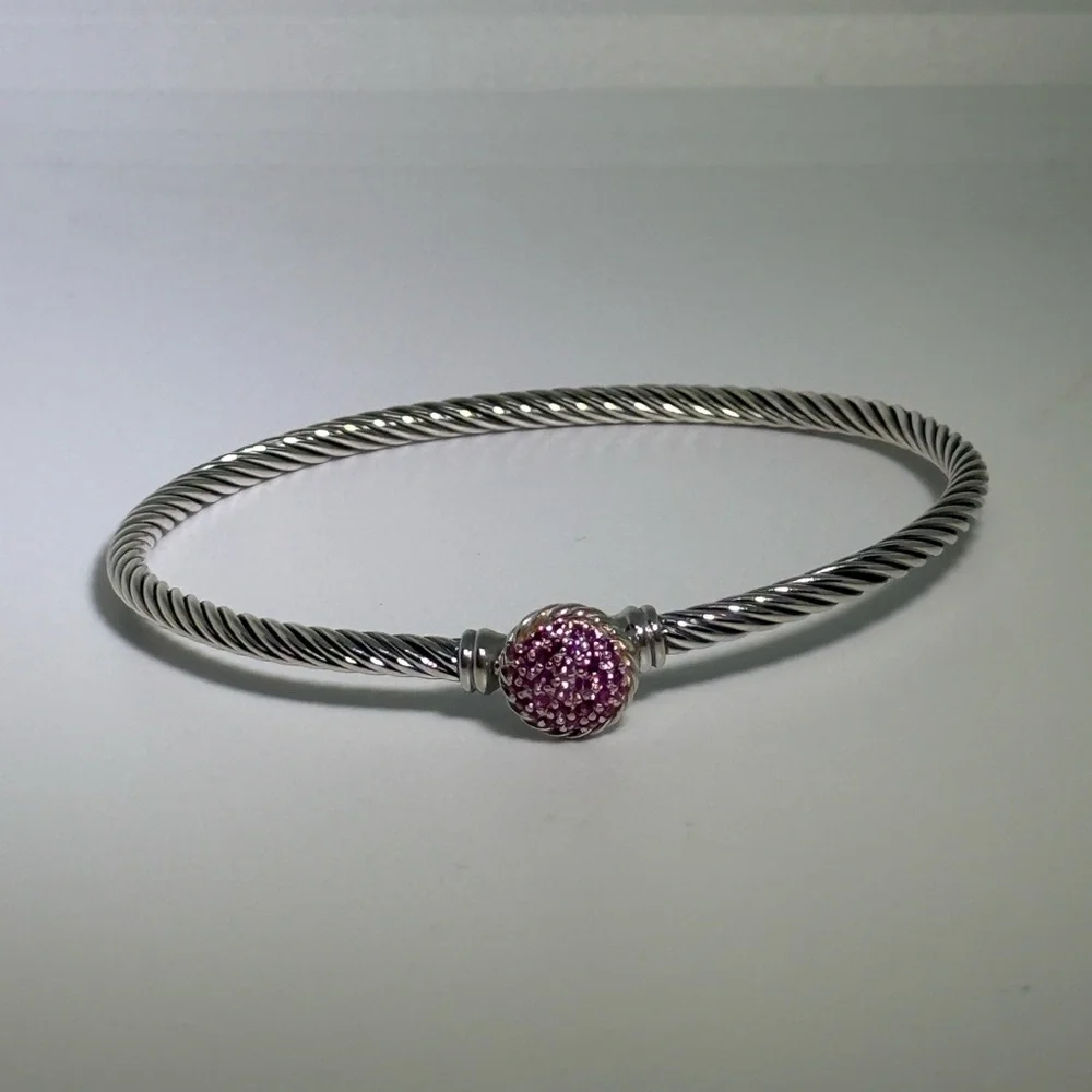 David Yurman Sterling silver pink sapphire bracelet